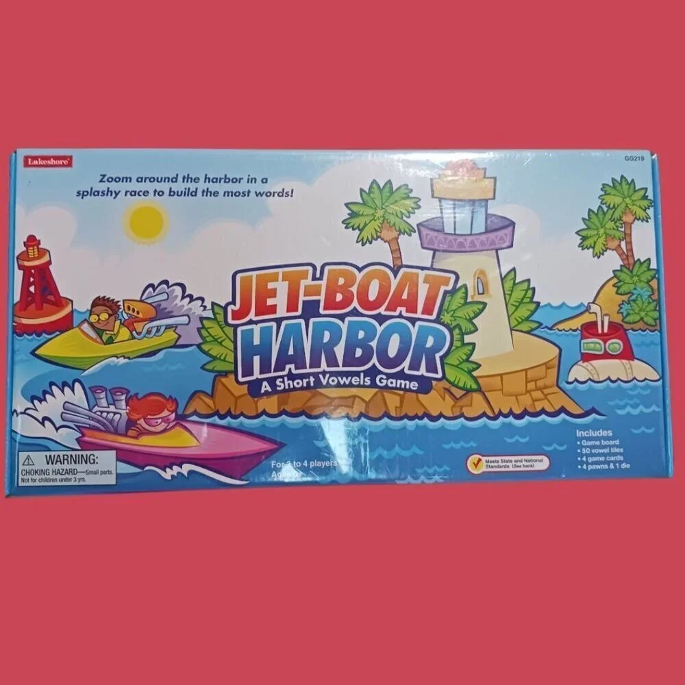 Lakeshore Jet-Boat Harbor A Short Vowels Game Ages 6+ 2-4 Players